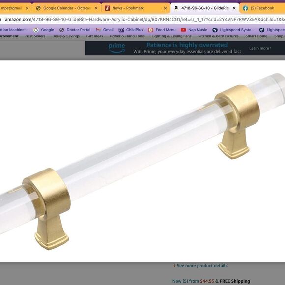 NWT 10 pack GlideRite Hardware Cabinet Drawer Handles Clear Modern Look NEW - Picture 12 of 17